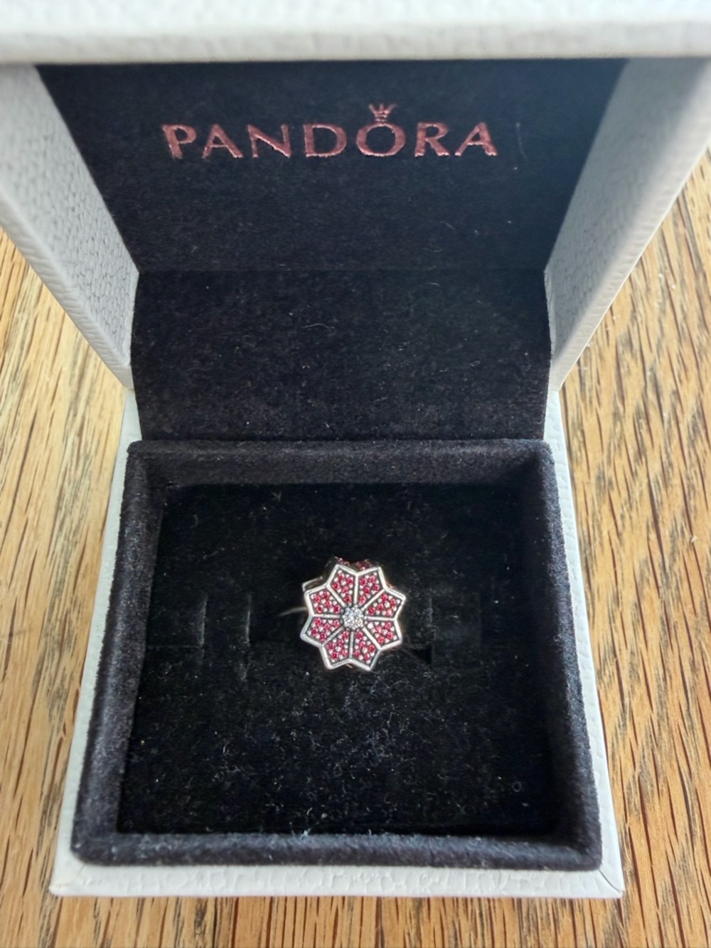 RETIRED Pandora 2016 Black Friday Poinsettia L.E. Holiday Charm #791989CZR